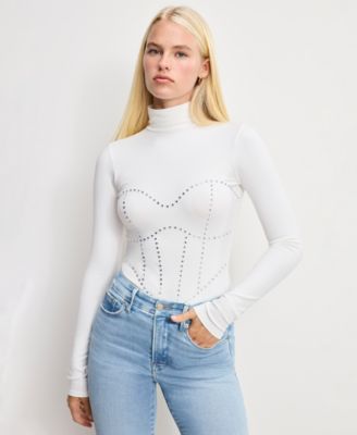 Good American - Women's Dolly Joleans Crystal Corset Bodysuit Thong, Regular & Plus Size