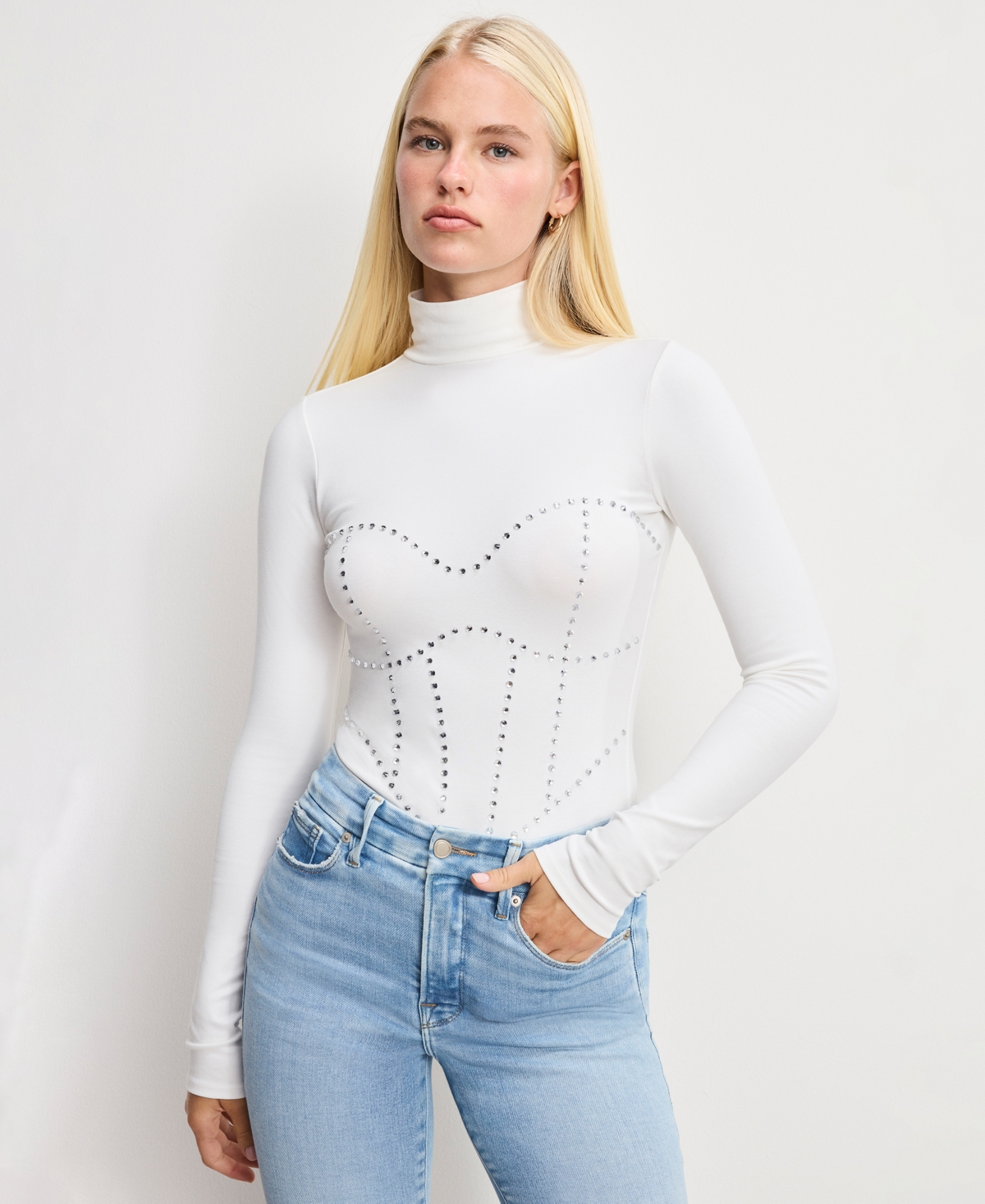 Good American Women's Dolly Joleans Crystal Corset Bodysuit Thong, Regular & Plus