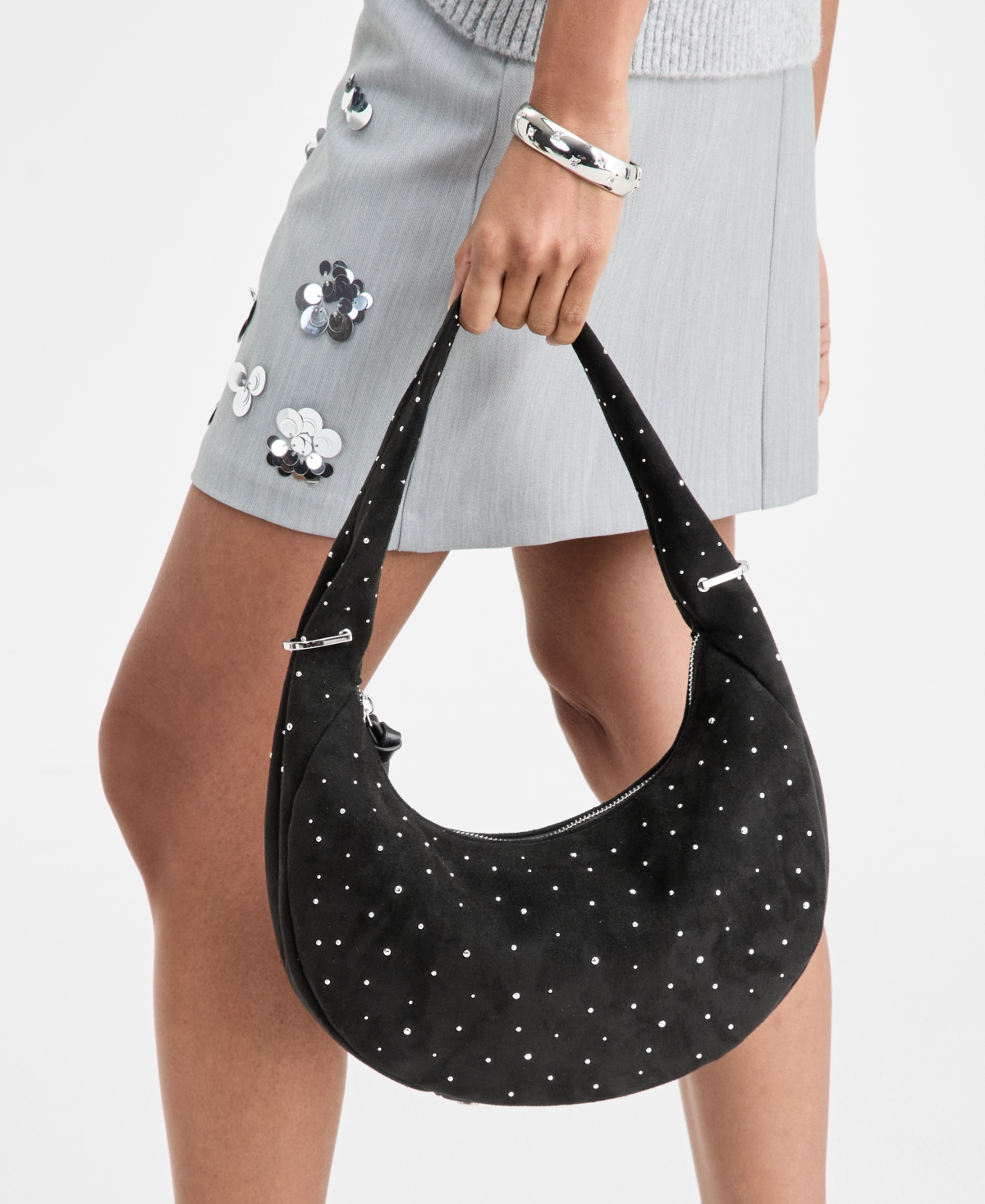 On 34th Harlowwe Small Pebbled Hobo Bag, Exclusively At Macy's In Black