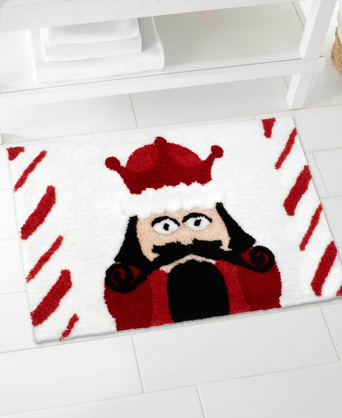 Avanti Peppermint Nutcracker Polyester Bath Rug, 30" X 20" In Multi