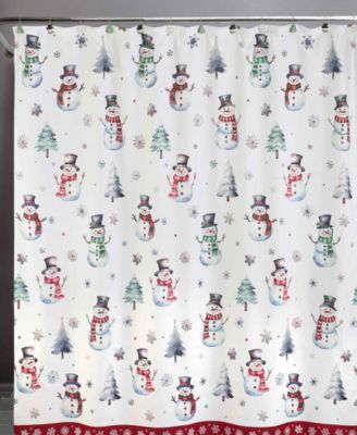 Winter Snowman Shower Curtain and 12-Pc. Shower Curtain Hooks Set