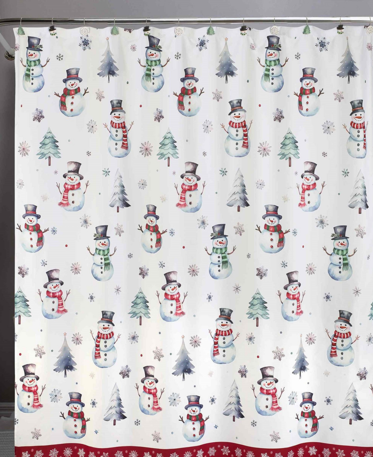 Avanti Winter Snowman Shower Curtain And 12-pc. Shower Curtain Hooks Set In White