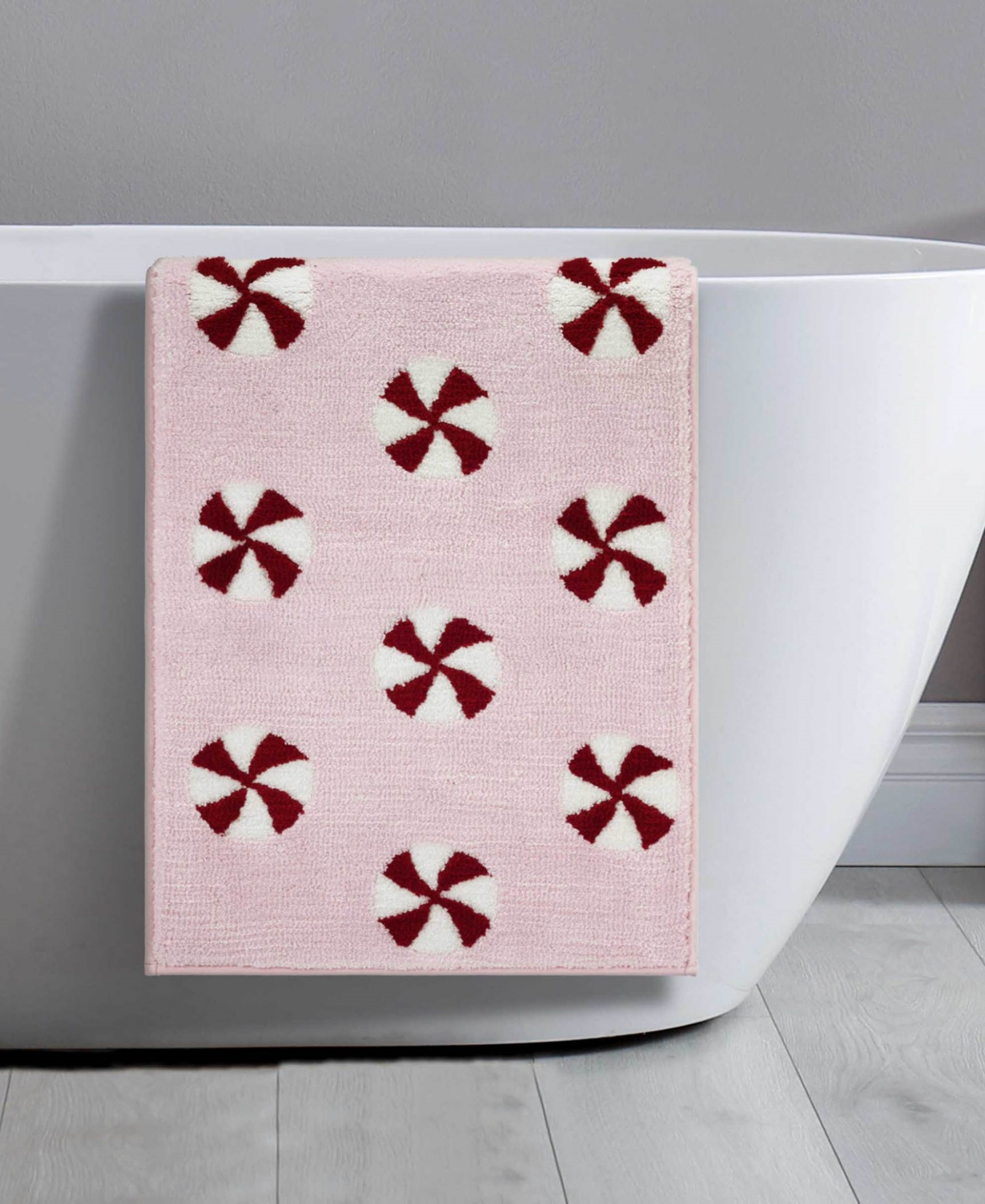 Avanti Peppermint Candy Polyester Bath Rug, 20" X 32" In Pink