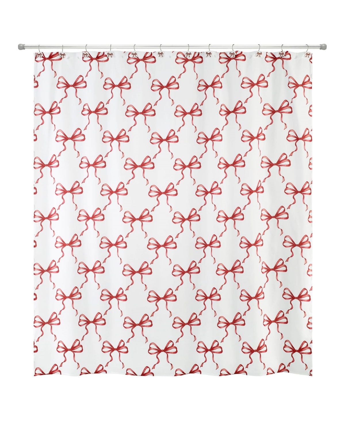 Avanti Christmas Bows Polyester Shower Curtain, 72" X 72" In White