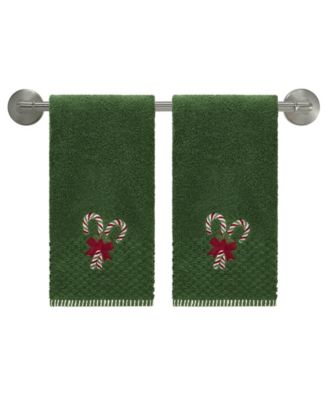 Candy Cane Cotton 2-Pc. Hand Towel Set, 28" x 16"