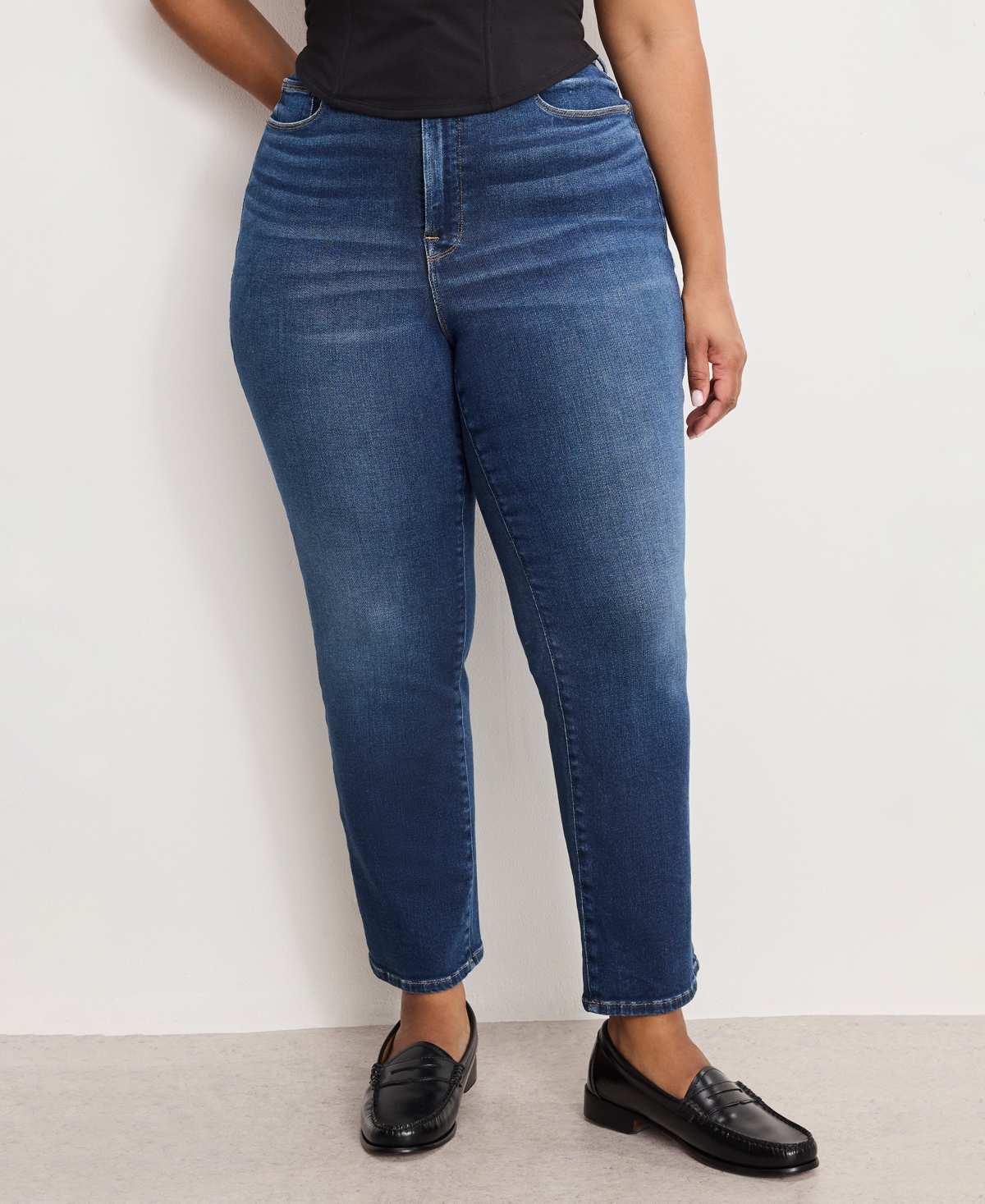 Good American Women's Dolly Joleans Straight Leg Jeans, Regular And Plus Size In Blue