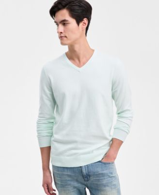Men's Solid V-Neck Cotton Sweater