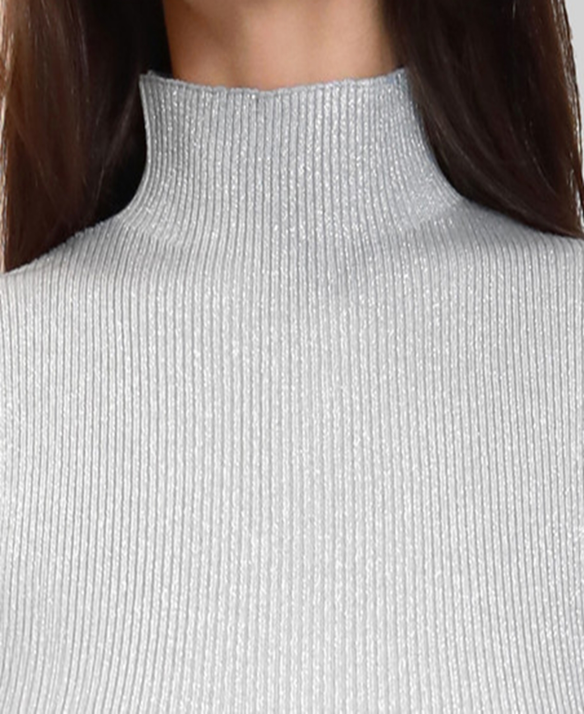 Dylan Ryan Women's Mock Neck Sweater Midi Dress In Gray
