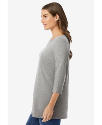 Plus Size Perfect Three-Quarter Sleeve Boatneck Tee