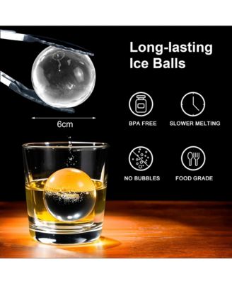 4 Silicone Sphere Ice Mold Tray Ice Ball Maker with Insulated Bucket
