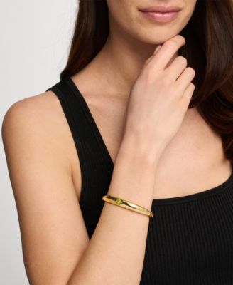 Gold-Tone Oval Stone Bangle Bracelet