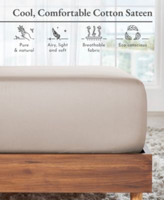 Deep Pocket Cotton Sateen Fitted Sheet Only, Twin