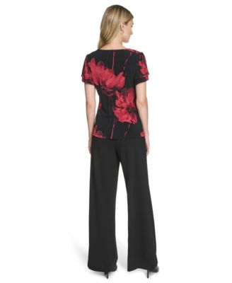 Women's Short Sleeve V-Neck Printed Top