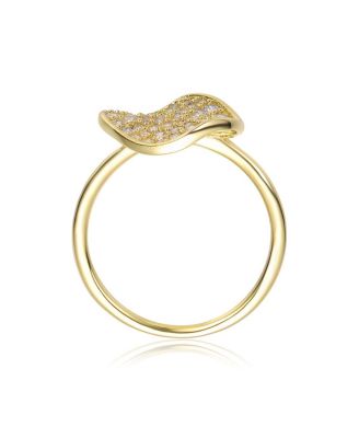 Women's 14K Gold Plated CZ Paved Square Shaped Cocktail Ring