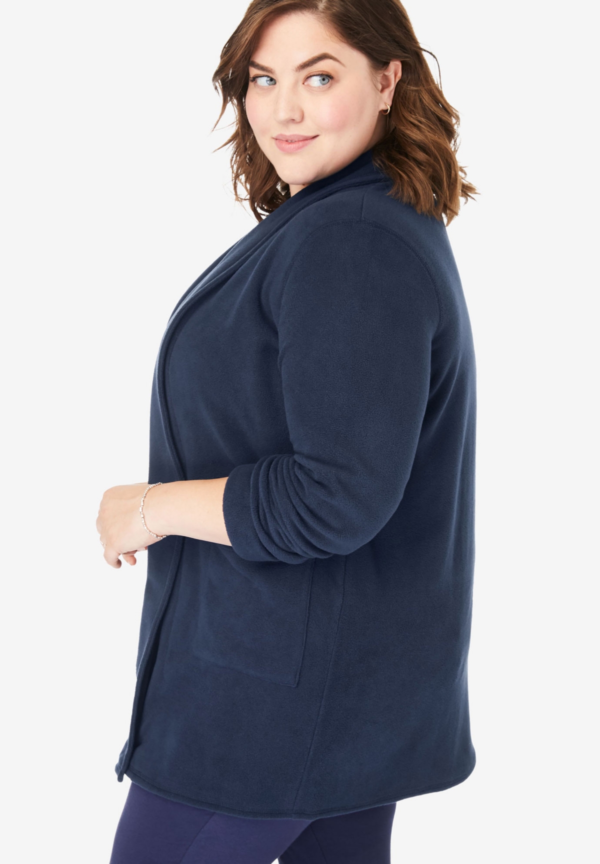 Woman Within Plus Microfleece Cardigan
