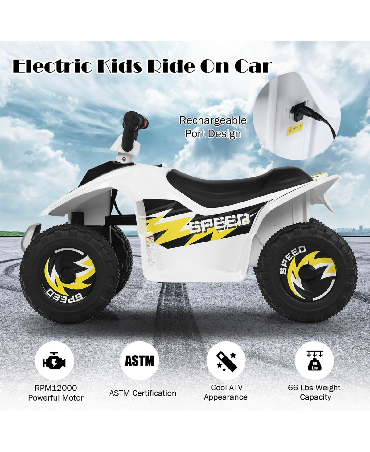 6V Kids Electric Atv 4 Wheels Ride-On Toy