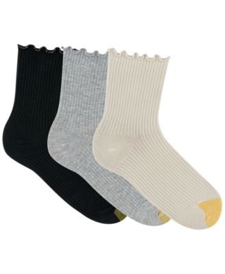 Women's 3-Pack Sparkle Lettuce Edge Midi Crew Socks