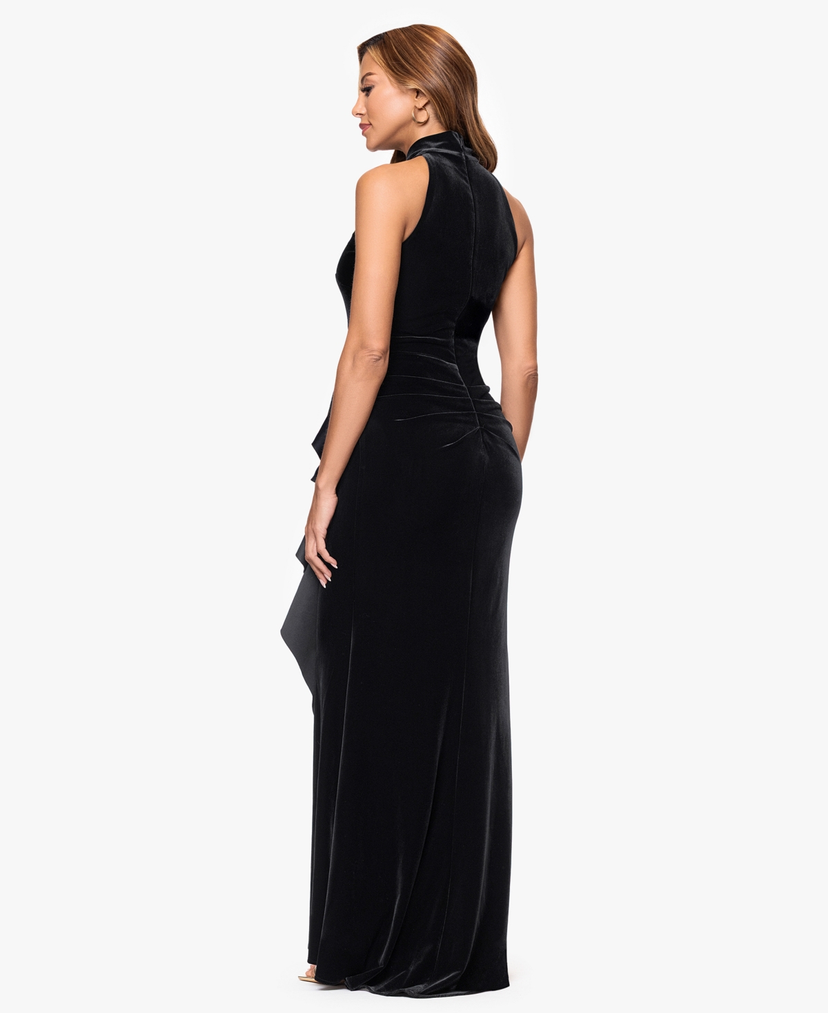 Xscape Women's Halter Neck Side Ruched Dress In Black