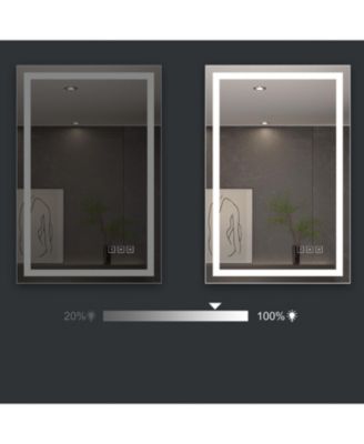 24 x 36 inch LED Lighted Bathroom Mirror, Wall Mounted Dimmable Makeup Vanity Mirror, Tempered Glass Anti-Fog Mirror, 3-Color Adjustable Warm/Natural/White Light, Horizonal & Vertical, ETL Listed