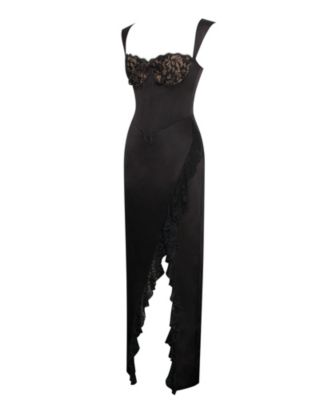 Women's Freddie Black Lace Satin Maxi Corset Dress
