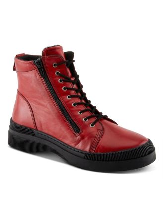 Hoylein Leather Combat-Style Boot with Double Zippers and Removable Insole