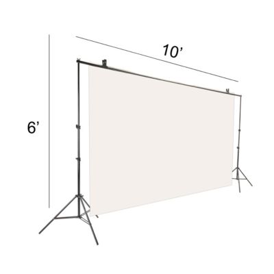 9x20 Feet Wrinkle Resistant Cotton Background, High-Key White - Bundle With Flashpoint 10' Background Support System