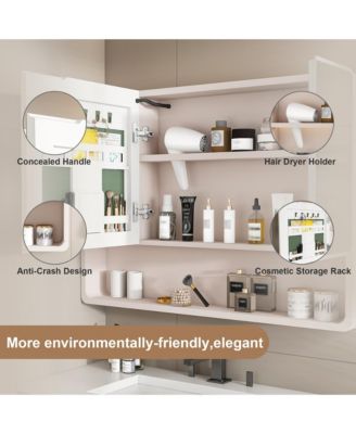 LED Bathroom Cabinet with Aluminium Frame, Mirror, Defogger, and Storage