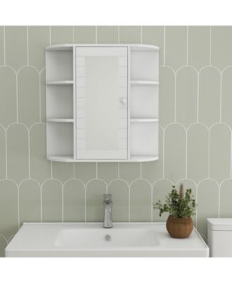 Wall Mounted Bathroom Medicine Cabinet with Mirror Door and Adjustable Shelves