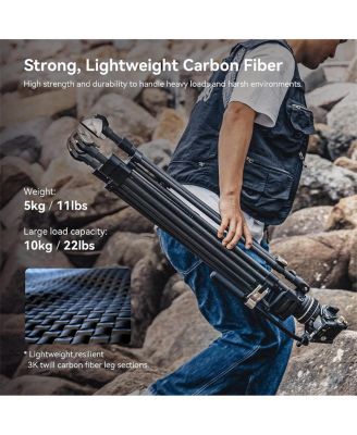 FreeBlazer AD-100 3-Section Heavy-Duty Carbon Fiber Tripod with Video Head