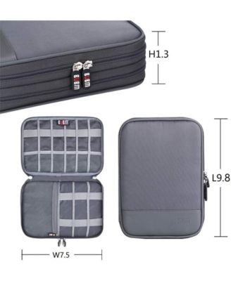Double Layer Electronics Organizer Bag - Travel Cable Storage Case for USB Drives, SD Cards, Charging Cords & Mini Tablets