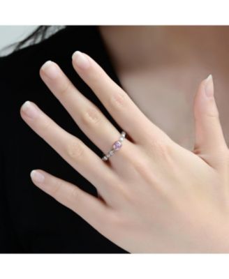 Two Tone with Pink & Clear Cubic Zirconia Halo Ring