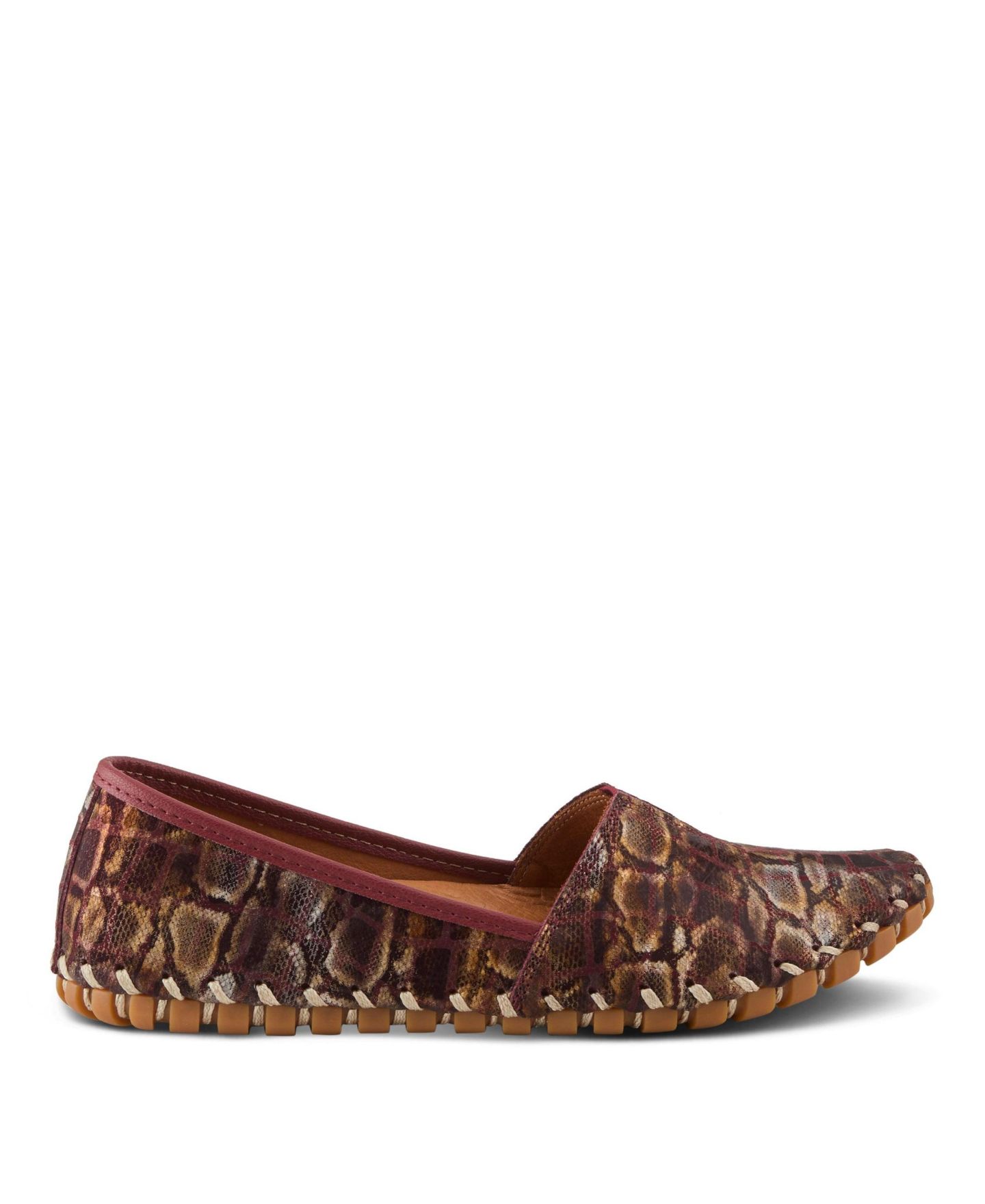Женские балетки Spring Step Kathaleta-Spice Metallic Croco Slip-On Leather Flats with Removable Insole and Arch Support, цвет: Бордо разноцветный — фото 5