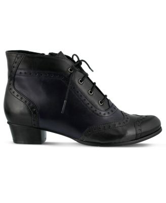 Heroic Colorblock Leather Bootie with Brogue Detailing and Inside Zipper