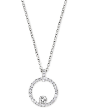image of Swarovski Pave Circle Crystal Pendant Necklace
