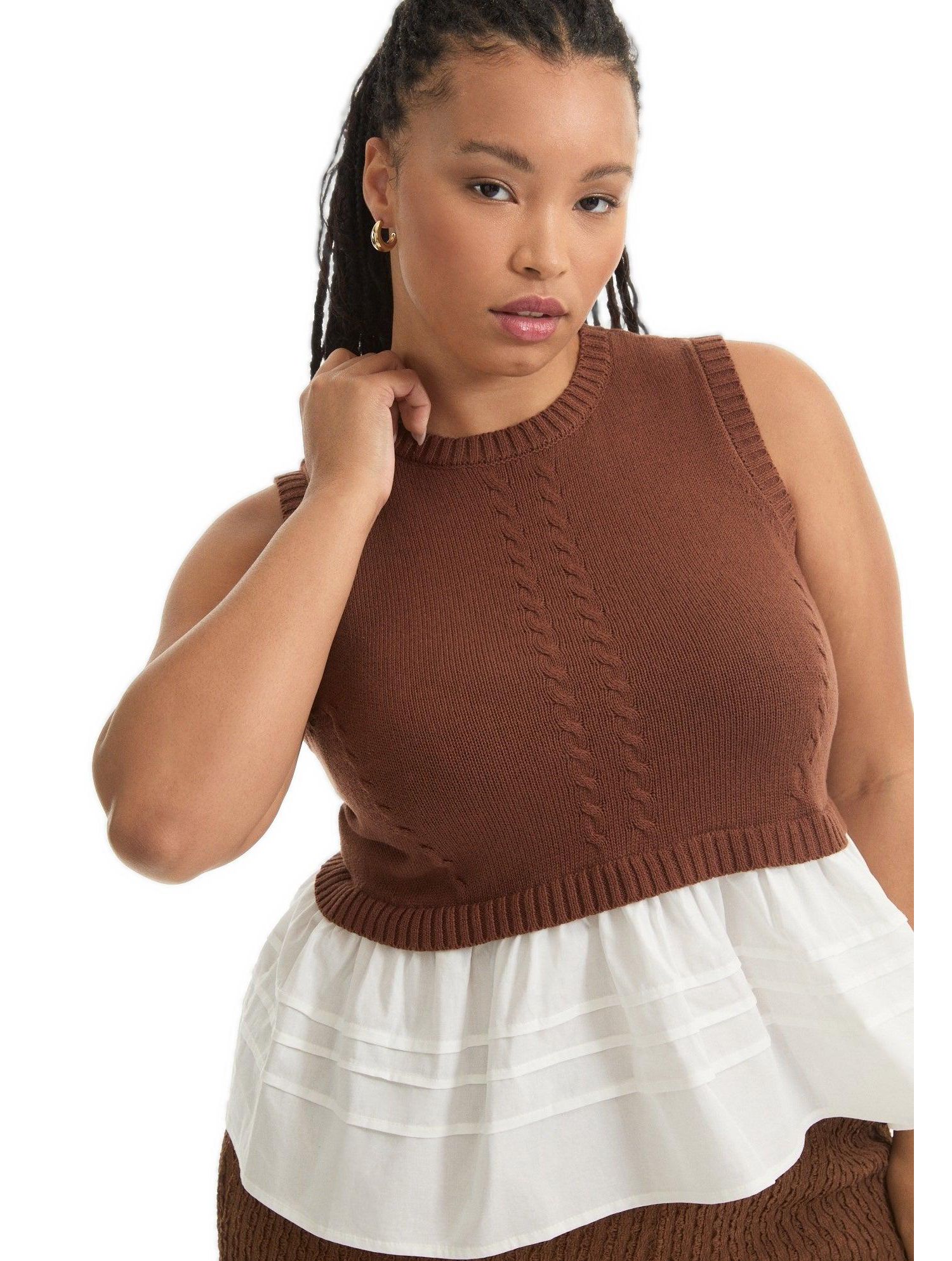 Women's June and Vie Sleeveless Peplum Sweater