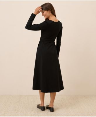 Women's Organic Cotton Fit & Flare Faux Wrap Dress