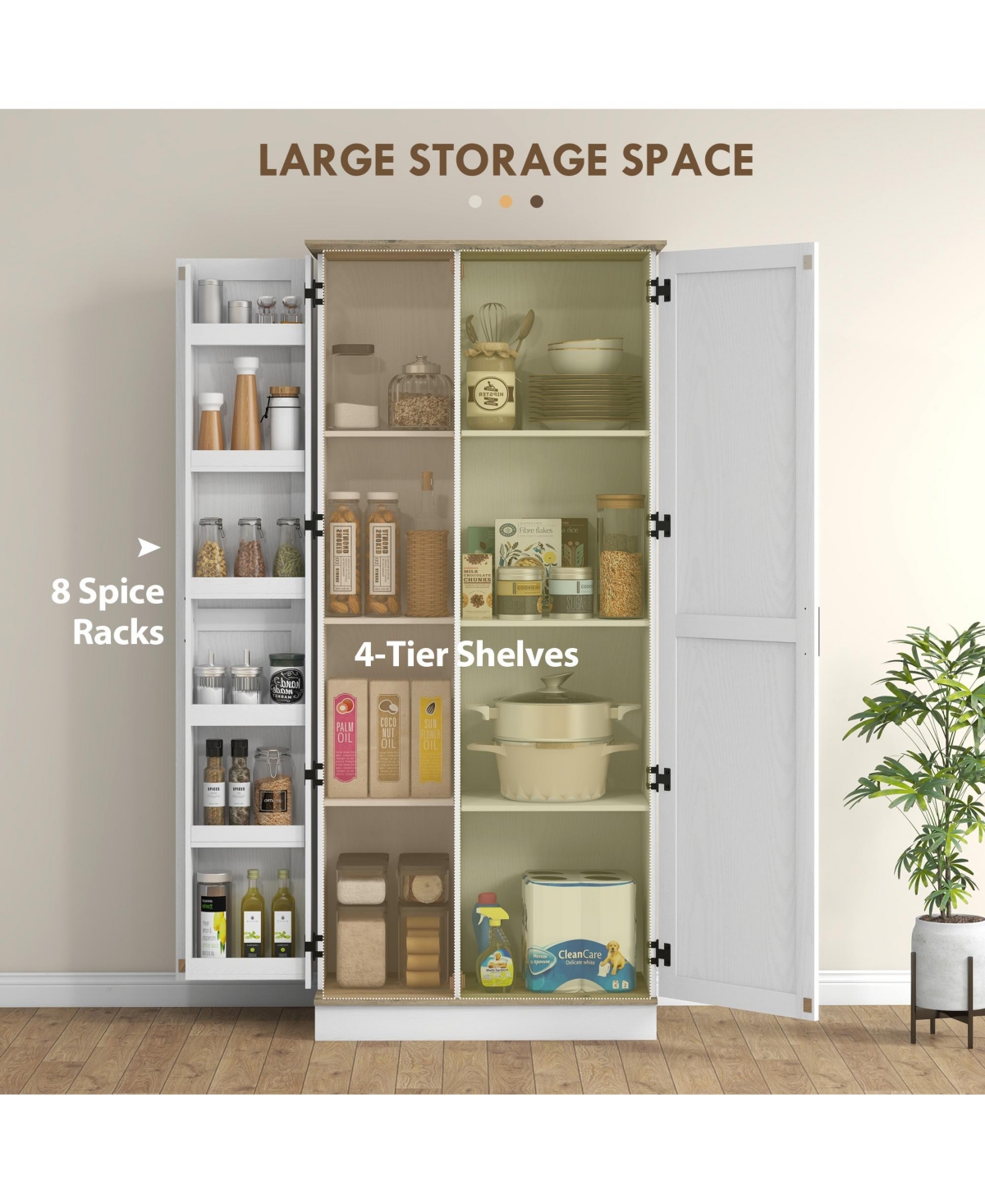 Slickblue Modern Kitchen Storage Cabinet with Adjustable Shelves for Organized Pantry