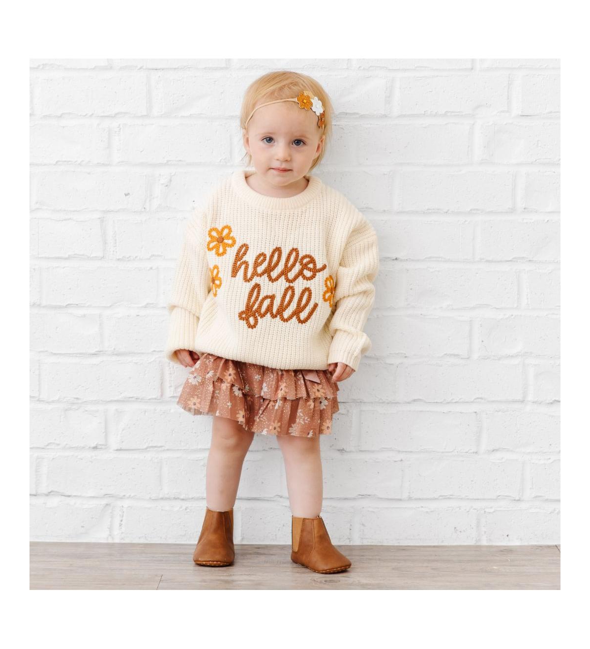 Sweet Wink Toddler Girls Hello Fall Knit Sweater