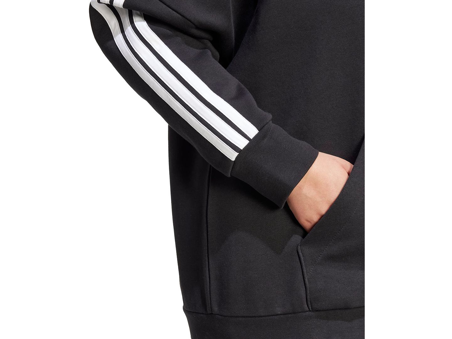 Женское худи adidas Plus Size Essentials 3-Stripes Full-Zip Fleece, цвет: Чёрный — фото 3