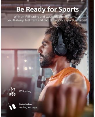 A4216 Wireless Headphones, Over-Ear Bluetooth Headphones with Powerful Bass, 35Hr Battery Life, IP55, Washable cups, Black