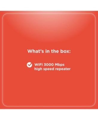 WiFi 3000 Mbps Repeater, Dual Band Range Extender, Signal Booster, Easy Setup, Strong Coverage for Home or Office 2505010