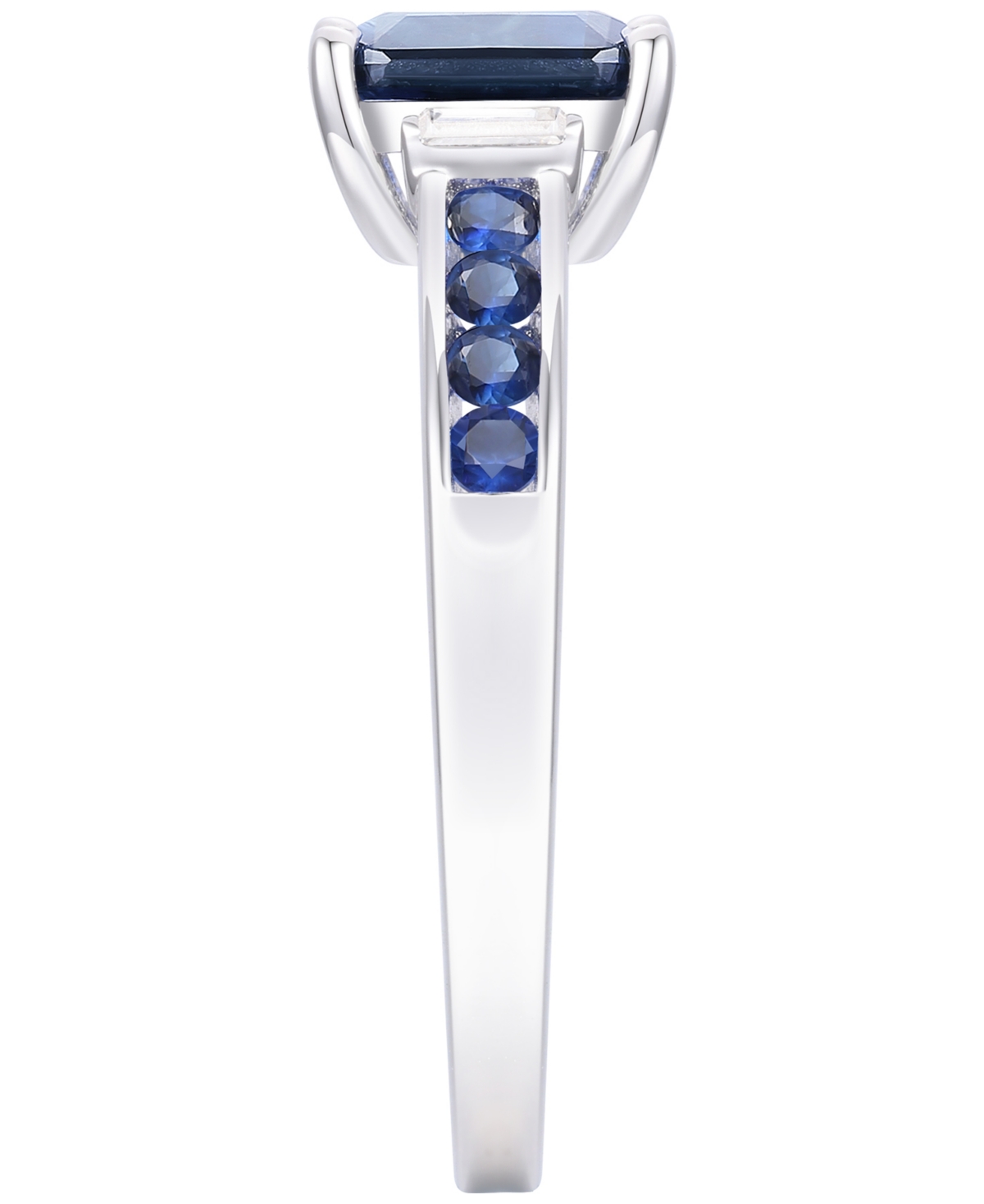 Macy's Gemstone And Diamond Ring (1/20 Ct. T.w.) In 14k Gold And White Gold In Blue