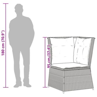 Patio Sofa Gray, Navy Blue PE Rattan, Powder-Coated Steel Medium