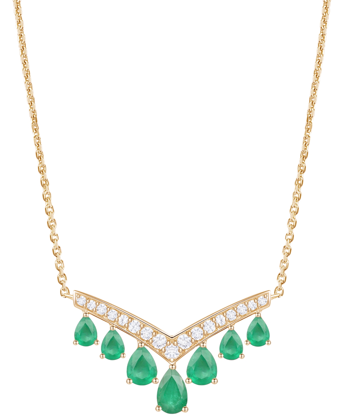 Macy's Gemstone And Diamond Necklace (1/3 Ct. T.w.) In 14k Gold And White Gold In Gold
