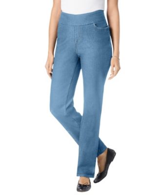 Women's Within Tall Flex-Fit Pull-On Straight-Leg Gap-Free Stretch Denim Jeans.