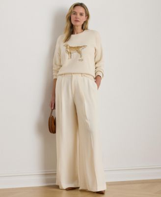 Plus Size Intarsia-Knit Golden Retriever Crewneck Sweater