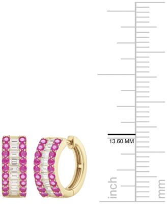 Gemstone and Diamond Hoop Earrings (1/4 ct.t.w.) in 14K Gold (also in 14K White Gold)