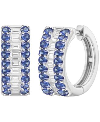 Gemstone and Diamond Hoop Earrings (1/4 ct.t.w.) in 14K Gold (also in 14K White Gold)