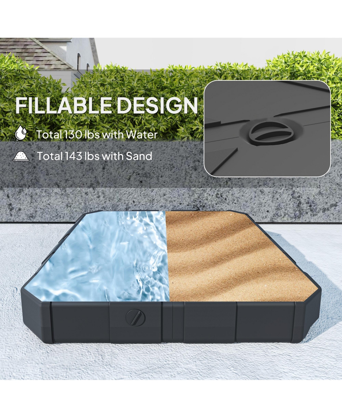 Outsunny Offset Umbrella Base, /Water Filled Sd,