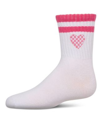 Girls' Checkered Heart Crew Socks